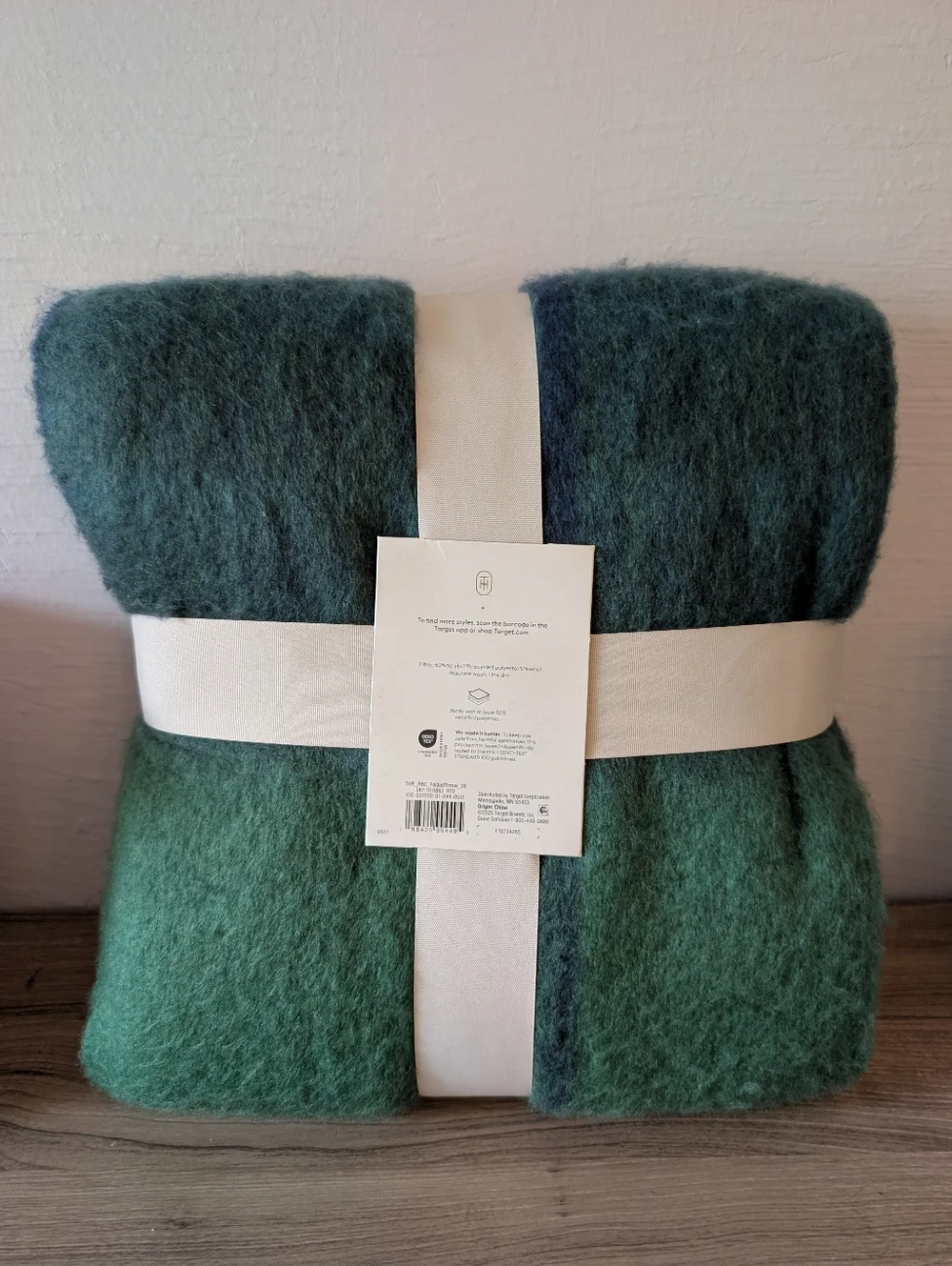 Threshold Green & Navy Fringe Throw 50